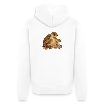 Schildkröte flickt ein Fischernetz - Unisex Premium Bio Zip Hoodie - Weiß - Hinten - Thijin (182cm)