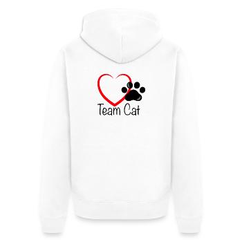Team Cat mit Herz - Unisex Premium Bio Zip Hoodie - Weiß - Hinten - Thijin (182cm)
