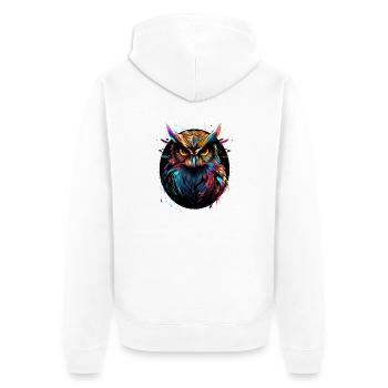 Hibou éclaboussures oiseau multicolore - Veste à capuche bio Premium Unisexe - blanc - Dos - Thijin (182cm)