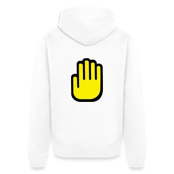 Hand - Unisex Premium Bio Zip Hoodie - Weiß - Hinten - Thijin (182cm)