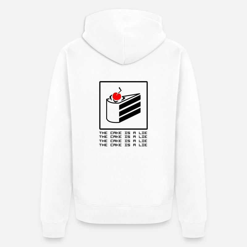 THE CAKE IS A LIE - Veste à capuche bio Premium Unisexe - blanc