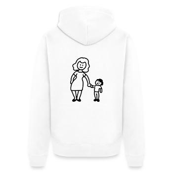 Mutter / Oma + Kind - Line - Unisex Premium Bio Zip Hoodie - Weiß - Hinten - Thijin (182cm)