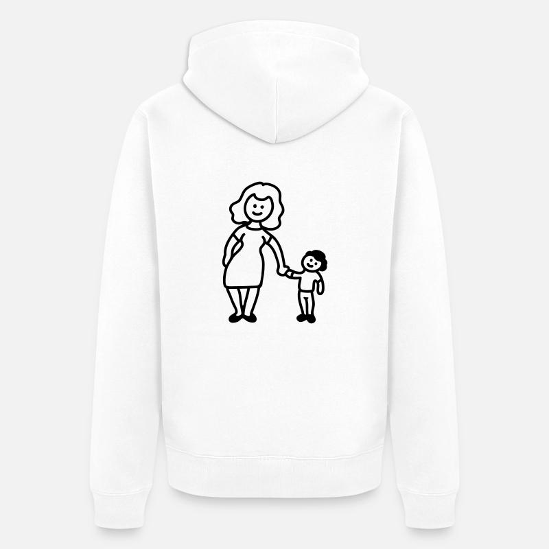 Mutter / Oma + Kind - Line - Unisex Premium Bio Zip Hoodie - Weiß