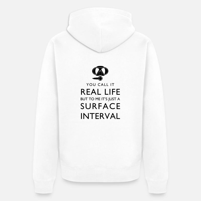 Real life vs surface interval - Unisex Premium Bio Zip Hoodie - Weiß
