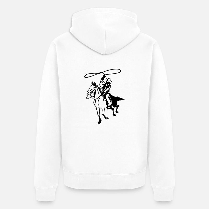 Cowboy avec Lasso - Veste à capuche bio Premium Unisexe - blanc