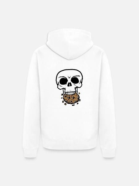 skull dead death die head bones skeleton dead - Unisex Premium Organic Zip Hoodie - white