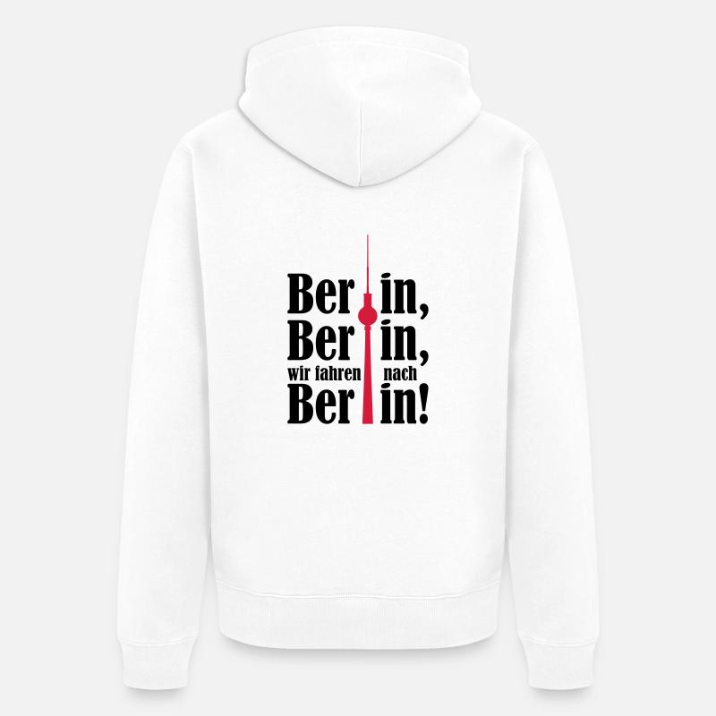 Berlin, nous allons à Berlin 2c - Veste à capuche bio Premium Unisexe - blanc