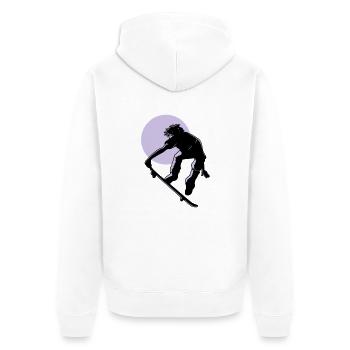 skater - Unisex Premium Organic Zip Hoodie - white - Back - Thijin (182cm)
