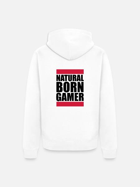 Natural Born Gamer Logo - Unisex Premium Organic Zip Hoodie - white