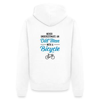 Old Man - Bicycle - Unisex Premium Bio Zip Hoodie - Weiß - Hinten - Thijin (182cm)