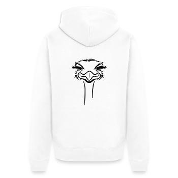strauss emu hübsch süss - Unisex Premium Bio Zip Hoodie - Weiß - Hinten - Thijin (182cm)