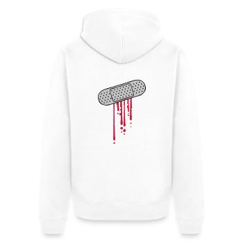 Blut Tropfen Pflaster - Unisex Premium Bio Zip Hoodie - Weiß - Hinten - Thijin (182cm)