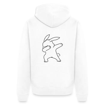dabbing rabbit - Unisex Premium Bio Zip Hoodie - Weiß - Hinten - Thijin (182cm)