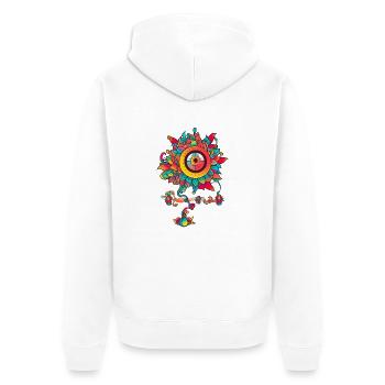 Trippy flower with one eye - Unisex Premium Organic Zip Hoodie - white - Back - Thijin (182cm)