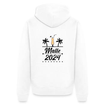 malle 2024 - Unisex Premium Bio Zip Hoodie - Weiß - Hinten - Thijin (182cm)