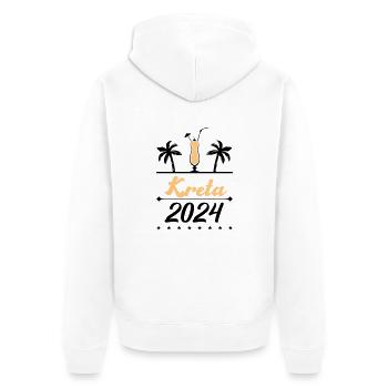 kreta 2024 - Unisex Premium Bio Zip Hoodie - Weiß - Hinten - Thijin (182cm)