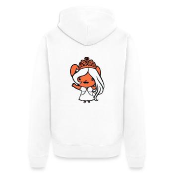 Lapin Princesse Reine Couronne Ondulant De Jolis Cheveux - Veste à capuche bio Premium Unisexe - blanc - Dos - Thijin (182cm)