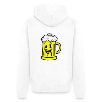 Bierkrug Comic Bier - Unisex Premium Bio Zip Hoodie - Weiß - Hinten - Thijin (182cm)