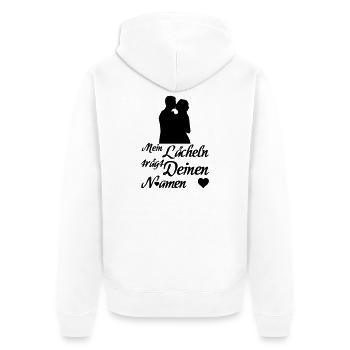 Liebe, Geschenk, Paar, verliebt, Ehe, Hochzeit - Unisex Premium Bio Zip Hoodie - Weiß - Hinten - Thijin (182cm)