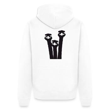 Nandu, Straußenkopf, Emu, Strauß - Unisex Premium Bio Zip Hoodie - Weiß - Hinten - Thijin (182cm)