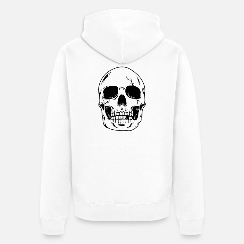 Tête de crâne de squelette - Veste à capuche bio Premium Unisexe - blanc