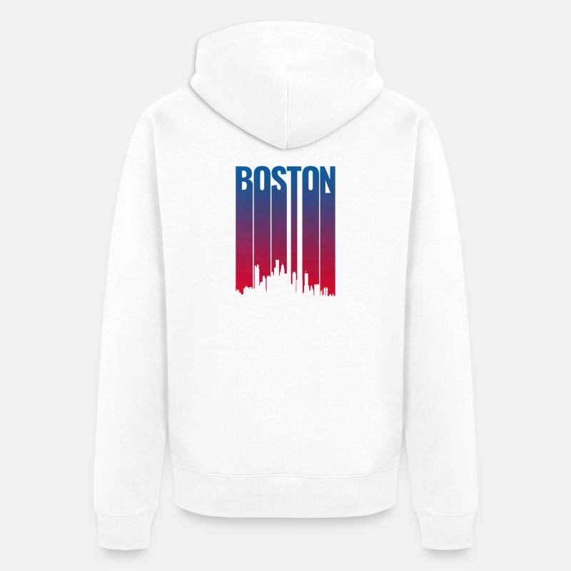 Boston Skyline Gradient Night - Unisex Premium Bio Zip Hoodie - Weiß