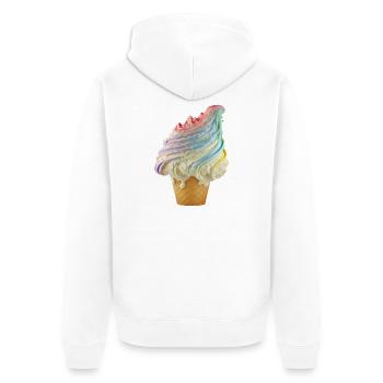 Regenbogen-Eiscreme Wellen - Unisex Premium Bio Zip Hoodie - Weiß - Hinten - Thijin (182cm)
