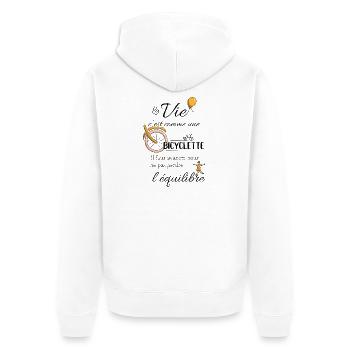 Equilibre et bicyclette - Veste à capuche bio Premium Unisexe - blanc - Dos - Thijin (182cm)