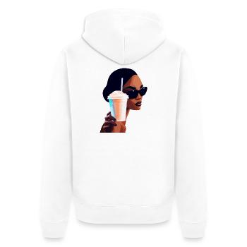 Vibrant Summer Drink Woman Illustration - Unisex Premium Organic Zip Hoodie - white - Back - Thijin (182cm)