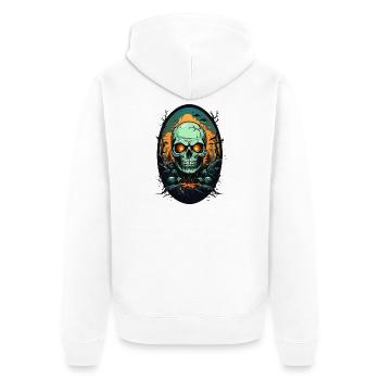 Skull - Unisex Premium Organic Zip Hoodie - white - Back - Thijin (182cm)