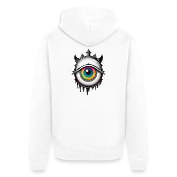 Eye with horns - Unisex Premium Organic Zip Hoodie - white - Back - Thijin (182cm)