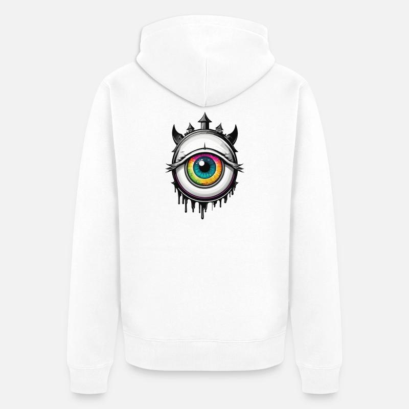 Ojo con cuernos - Chaqueta con capucha prémium ecológica unisex - blanco