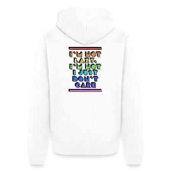 Relax statement funny I don't care - Unisex Premium Organic Zip Hoodie - white - Back - Thijin (182cm)