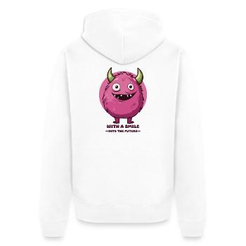 Vers l’avenir avec le sourire ! - Veste à capuche bio Premium Unisexe - blanc - Dos - Thijin (182cm)