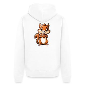 Niedliches Cartoon-Eichhörnchen mit Eichel - Unisex Premium Bio Zip Hoodie - Weiß - Hinten - Thijin (182cm)