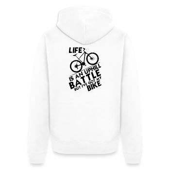 La vie est une bataille difficile, mais j’ai mon vélo ! - Veste à capuche bio Premium Unisexe - blanc - Dos - Thijin (182cm)