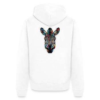 Zebra - Unisex Premium Bio Zip Hoodie - Weiß - Hinten - Thijin (182cm)
