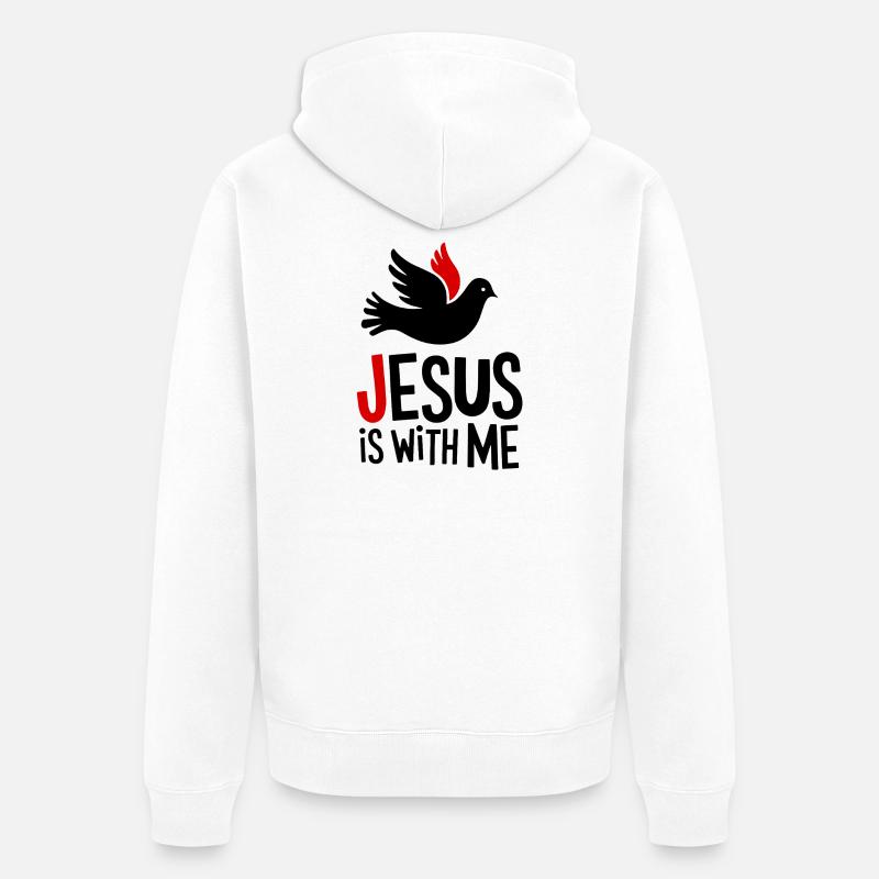 Jésus est avec moi - Veste à capuche bio Premium Unisexe - blanc