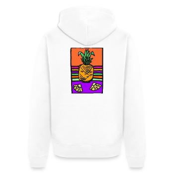 Pineapple Neon Illustration - Unisex Premium Organic Zip Hoodie - white - Back - Thijin (182cm)