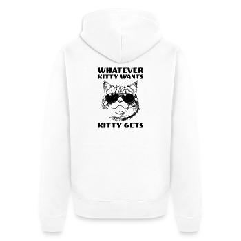 Cat with attitude Whatever Kitty Wants Kitty Gets - Unisex Premium Organic Zip Hoodie - white - Back - Thijin (182cm)