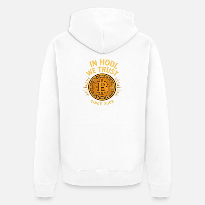 Conception de l’emblème Bitcoin Trust - Veste à capuche bio Premium Unisexe - blanc