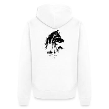 Wolf Face Forest Silhouette - Unisex Premium Organic Zip Hoodie - white - Back - Thijin (182cm)