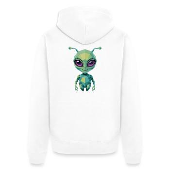 Alien - Cool Low Poly  Logo - Unisex Premium Organic Zip Hoodie - white - Back - Thijin (182cm)