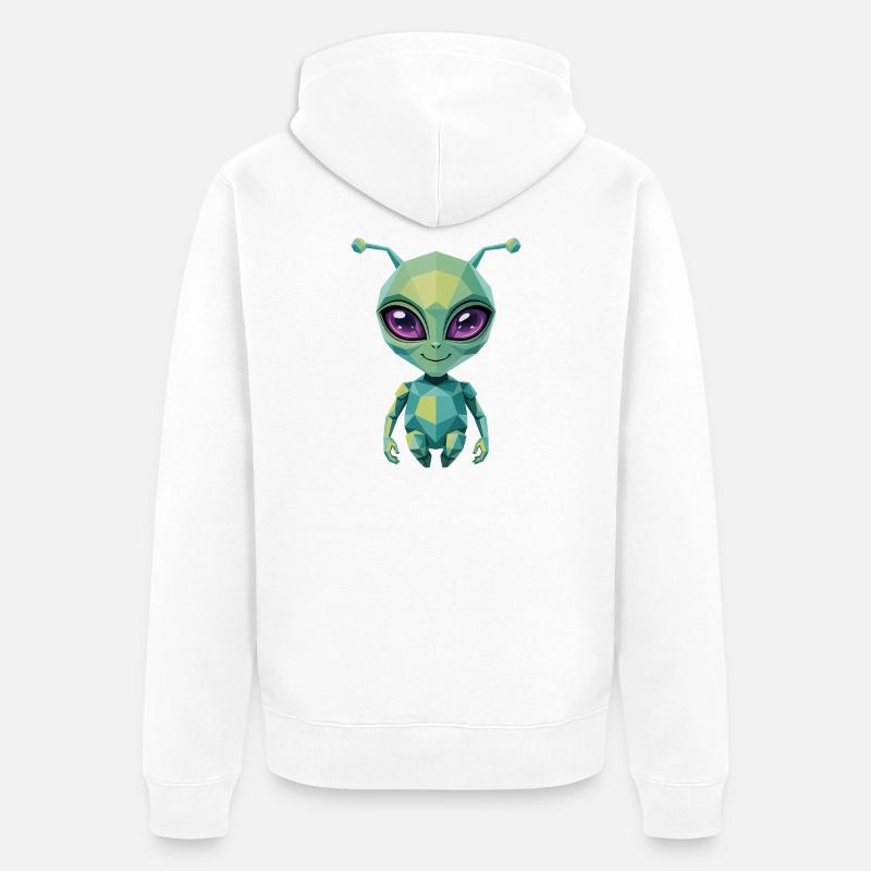 Alien - Cool Low Poly  Logo - Veste à capuche bio Premium Unisexe - blanc