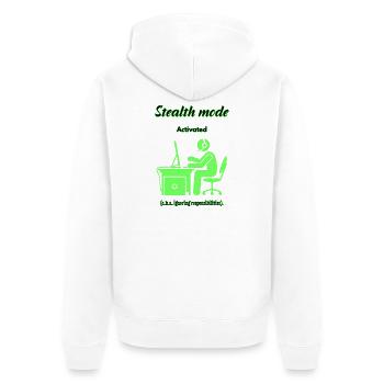 Stealth Mode Active - Unisex Premium Organic Zip Hoodie - white - Back - Thijin (182cm)