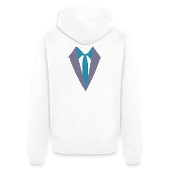 Geometrischer Anzug mit Krawatte - Unisex Premium Bio Zip Hoodie - Weiß - Hinten - Thijin (182cm)