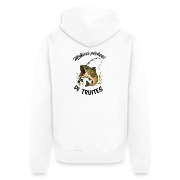 Bester Forellenangler - Unisex Premium Bio Zip Hoodie - Weiß - Hinten - Thijin (182cm)