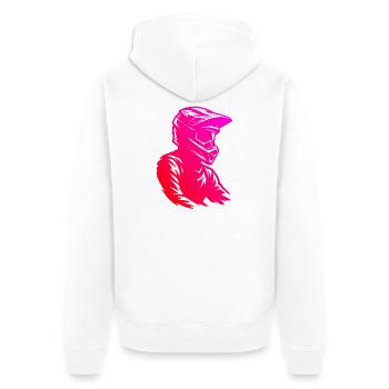Motocross Liebe zum Anziehen - Unisex Premium Bio Zip Hoodie - Weiß - Hinten - Thijin (182cm)