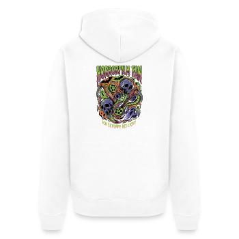 Horror Movie Fan Neon Skull - Unisex Premium Organic Zip Hoodie - white - Back - Thijin (182cm)