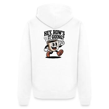 Kaffee  Cartoon Becher - Unisex Premium Bio Zip Hoodie - Weiß - Hinten - Thijin (182cm)